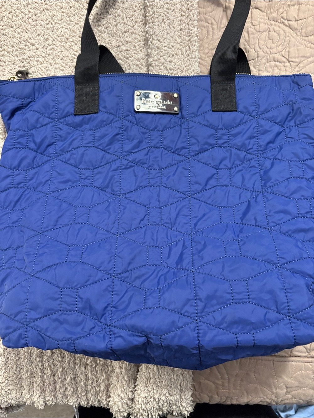 Kate Spade signature quilted bon shopper tote.